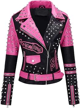 タグ付 DIDDI MODA レトロリボンレザージャケット ブラック×ピンク S DIDDI MODA Sweet and cool ribbon retro black leather jacket